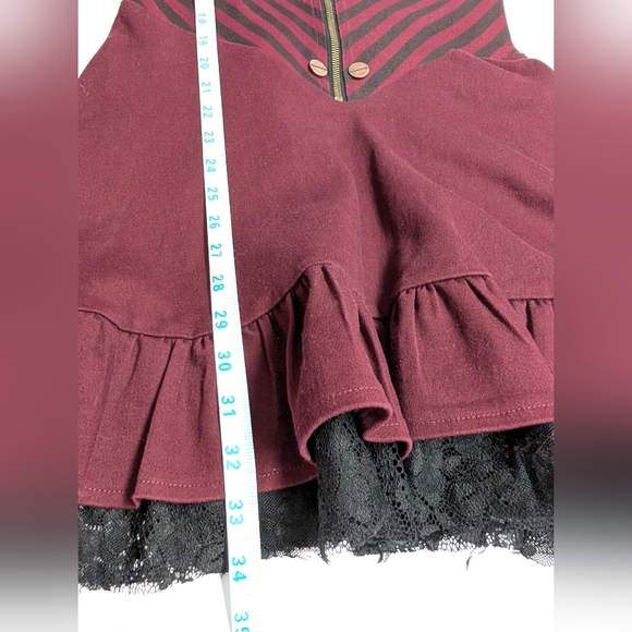 Jawbreaker Steampunk Corset Dress Goth Red Black Lace Rufflesize M - Picture 10 of 13